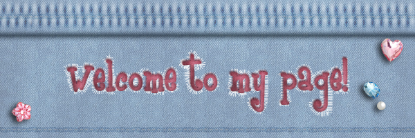 Sewn in phrase on denim background saying 'Welcome to my page!' 